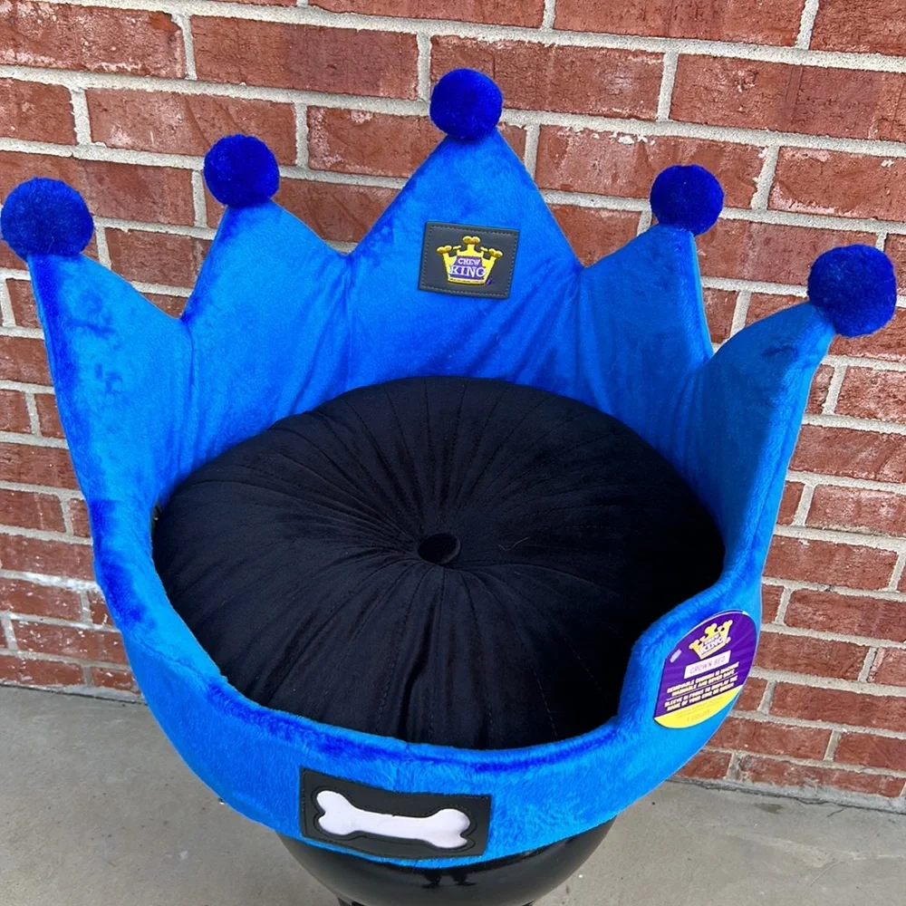 Chew King Small Pet Royal Blue Crown Pet Bed